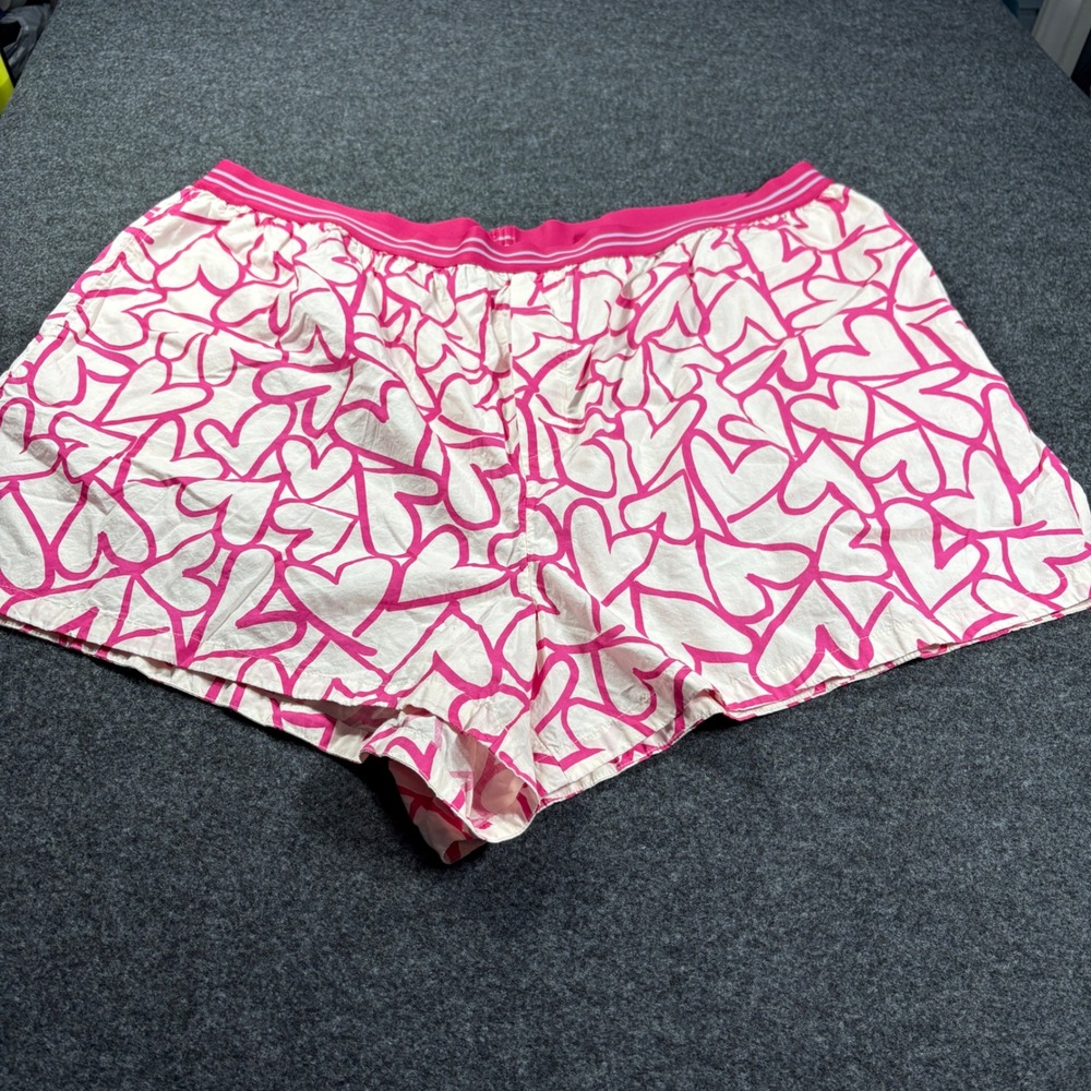 Anthropologie Pajama Shorts Womens 3X Pink Heart Print Cotton Sleepwear Lounge